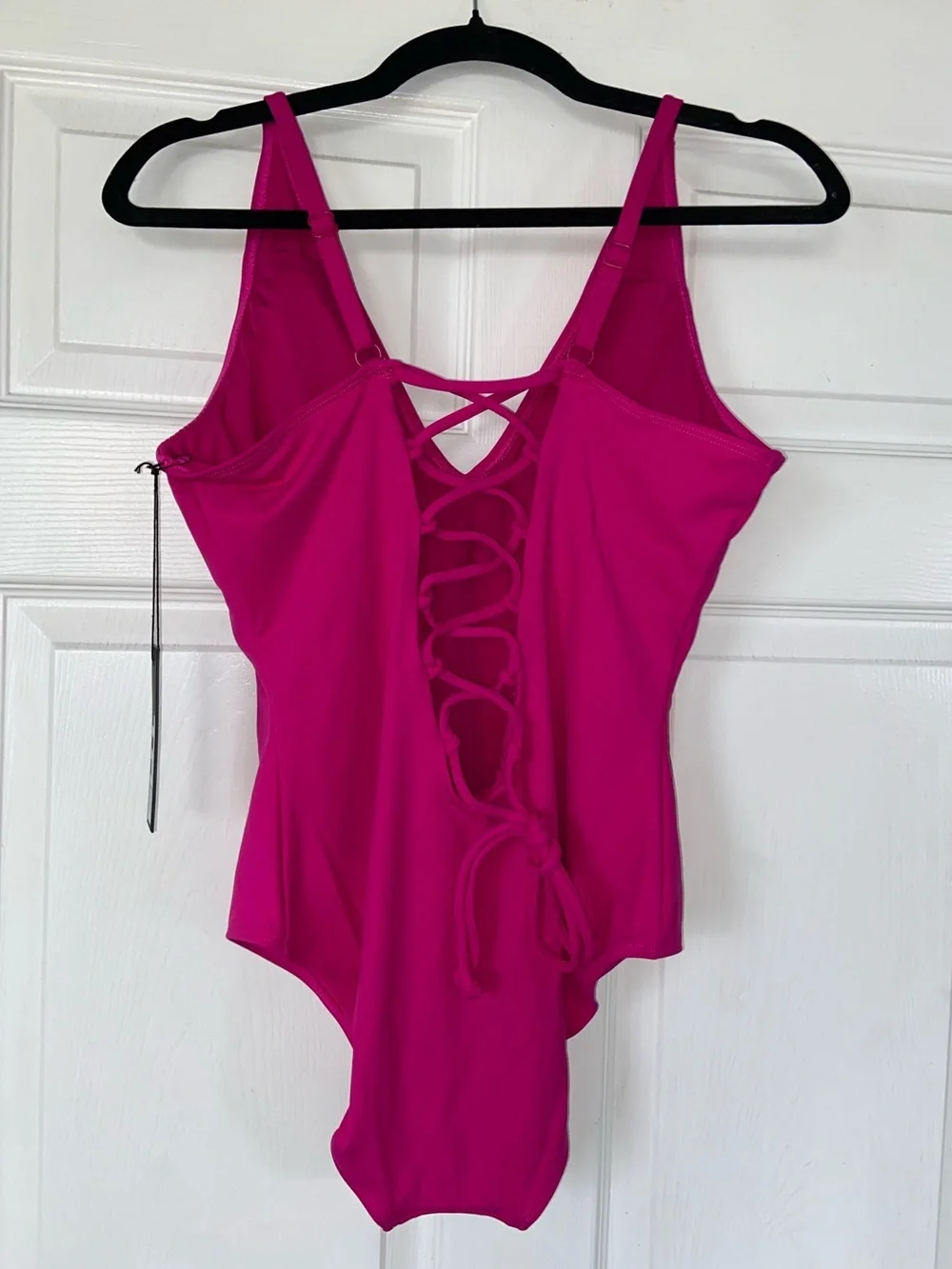 NWT Ta3 Hot Pink Plungey Swimsuit Size XL Short UPF 50 Corset Shapeware